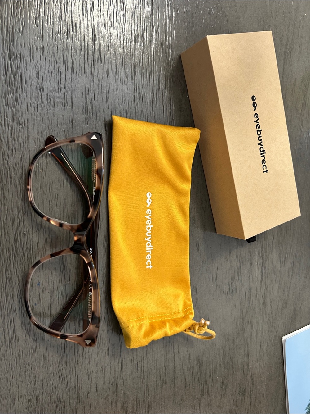 eyebuydirect Tortoiseshell Women's Eyeglasses with Yellow Microfiber Pouch